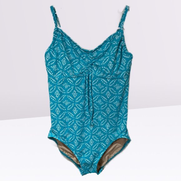 Lend's End Women's Adjustable V-neck One Piece Swimsuit Adjustable Straps Size 6 - Picture 2 of 6